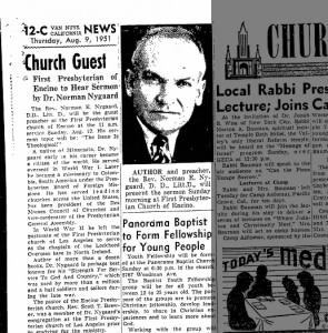 Rev. Norman E Nygaard, The Van Nuys News (Van Nuys, California) 9 August 1951