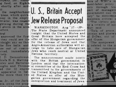 U.S., Britain Accept Jew Release Proposal