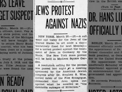 JEWS PROTEST AGAINST NAZIS